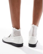 Lillian penny loafers in white crinkle leather
